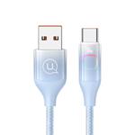 USAMS US-SJ636 1.2m USB to Type-C 6A Fast Charging Cable with Colorful Light(Gradient Blue)