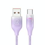 USAMS US-SJ636 1.2m USB to Type-C 6A Fast Charging Cable with Colorful Light(Gradient Purple)