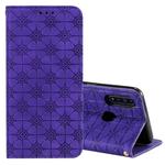 For OPPO A8 / A31 (2020) Lucky Flowers Embossing Pattern Magnetic Horizontal Flip Leather Case with Holder & Card Slots(Purple)