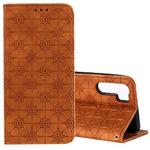 For OPPO A91 / F15 (2020) Lucky Flowers Embossing Pattern Magnetic Horizontal Flip Leather Case with Holder & Card Slots(Brown)
