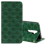 For OPPO A9 (2020) / A5 (2020) / A11X Lucky Flowers Embossing Pattern Magnetic Horizontal Flip Leather Case with Holder & Card Slots(Dark Green)