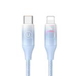 USAMS US-SJ638 1.2m Type-C to 8 Pin PD30W Fast Charging Cable with Colorful Light(Gradient Blue)