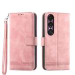 For Sony Xperia 1 VII Dierfeng Dream Line TPU + PU Leather Phone Case(Pink)