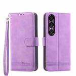 For Sony Xperia 1 VII Dierfeng Dream Line TPU + PU Leather Phone Case(Purple)