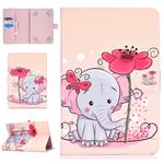 For 10 inch Universal Tablet PC Colored Drawing Pattern Horizontal Flip PU Leather Case with Holder & Card Slot(Elephant Flowers)