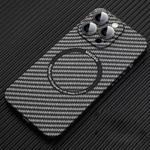 For iPhone 14 Pro MagSafe Magnetic PC Carbon Fiber Phone Case with Lens Film(Black)