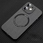 For iPhone 12 MagSafe Magnetic PC Carbon Fiber Phone Case with Lens Film(Black)