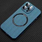 For iPhone 16 Pro Max MagSafe Magnetic PC Carbon Fiber Phone Case with Lens Film(Blue)