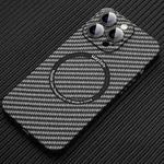 For iPhone 16 Pro Max MagSafe Magnetic PC Carbon Fiber Phone Case with Lens Film(Black)