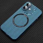 For iPhone 16 Plus MagSafe Magnetic PC Carbon Fiber Phone Case with Lens Film(Blue)