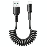 JOYROOM SA38-AL3 3A USB to 8 Pin Coiled Fast Charging Data Cable, Length:1.5m(Black)