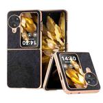 For OPPO Find N3 Flip Nano Electroplating Dual Color Lichi Texture PU Phone Case(Black)