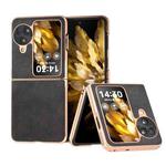 For OPPO Find N3 Flip Nano Electroplating Dual Color Cowhide Texture Protective Phone Case(Black)