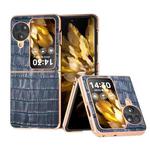 For OPPO Find N3 Flip Crocodile Texture Genuine Leather Electroplating Phone Case(Blue)