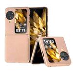 For OPPO Find N3 Flip Nano Electroplating Genuine Leather + PC Litchi Texture Phone Case(Pink Gold)