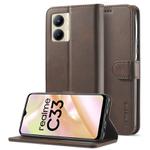 For Realme C33 2022 / C33 2023 LC.IMEEKE Calf Texture Horizontal Flip Leather Case(Brown)