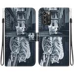 For ZTE Blade A72 / V40 Vita Crystal Texture Colored Drawing Leather Phone Case(Cat Tiger Reflection)