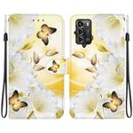 For ZTE Blade A72 / V40 Vita Crystal Texture Colored Drawing Leather Phone Case(Gold Butterfly Epiphyllum)