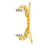 For Apple Watch Series 9 45mm Paracord Gypsophila Beads Drawstring Braided Watch Band(Yellow)