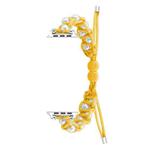 For Apple Watch SE 2022 40mm Paracord Gypsophila Beads Drawstring Braided Watch Band(Yellow)