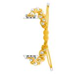 For Apple Watch Series 7 45mm Paracord Gypsophila Beads Drawstring Braided Watch Band(Yellow)