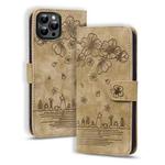 For iPhone 16 Pro Cartoon Sakura Cat Embossed Leather Phone Case(Brown)