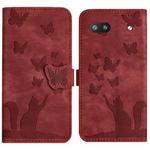 For Google Pixel 6a Butterfly Cat Embossing Flip Leather Phone Case(Red)