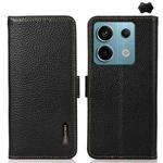 For Xiaomi Redmi Note 13 Pro KHAZNEH Side-Magnetic Litchi Genuine Leather RFID Phone Case(Black)