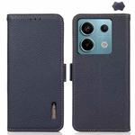 For Xiaomi Redmi Note 13 Pro KHAZNEH Side-Magnetic Litchi Genuine Leather RFID Phone Case(Blue)