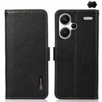 For Xiaomi Redmi Note 13 Pro+ KHAZNEH Side-Magnetic Litchi Genuine Leather RFID Phone Case(Black)