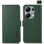 For Xiaomi Redmi Note 13 Pro 4G/Poco M6 Pro 4G KHAZNEH Side-Magnetic Litchi Genuine Leather RFID Phone Case(Green)