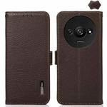 For Xiaomi Redmi A3 KHAZNEH Side-Magnetic Litchi Genuine Leather RFID Phone Case(Brown)