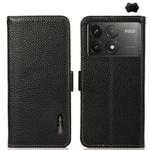 For Xiaomi POCO F6 Pro KHAZNEH Side-Magnetic Litchi Genuine Leather RFID Phone Case(Black)