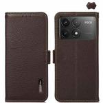 For Xiaomi Redmi K70 Pro KHAZNEH Side-Magnetic Litchi Genuine Leather RFID Phone Case(Brown)