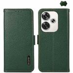 For Xiaomi POCO F6 KHAZNEH Side-Magnetic Litchi Genuine Leather RFID Phone Case(Green)