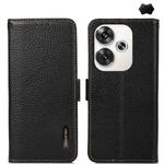 For Xiaomi Redmi Turbo 3 KHAZNEH Side-Magnetic Litchi Genuine Leather RFID Phone Case(Black)