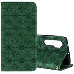 For Xiaomi Mi Note 10 Lite Lucky Flowers Embossing Pattern Magnetic Horizontal Flip Leather Case with Holder & Card Slots(Dark Green)