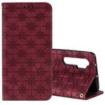 For Xiaomi Mi Note 10 Lite Lucky Flowers Embossing Pattern Magnetic Horizontal Flip Leather Case with Holder & Card Slots(Wine Red)