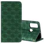 For Huawei P Smart (2020) Lucky Flowers Embossing Pattern Magnetic Horizontal Flip Leather Case with Holder & Card Slots(Dark Green)