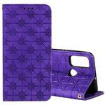 For Huawei P Smart (2020) Lucky Flowers Embossing Pattern Magnetic Horizontal Flip Leather Case with Holder & Card Slots(Purple)