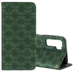 For Huawei P40 Lite 5G / nova 7 SE Lucky Flowers Embossing Pattern Magnetic Horizontal Flip Leather Case with Holder & Card Slots(Dark Green)