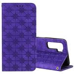 For Huawei P40 Lite 5G / nova 7 SE Lucky Flowers Embossing Pattern Magnetic Horizontal Flip Leather Case with Holder & Card Slots(Purple)
