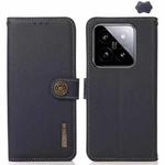 For Xiaomi 14 KHAZNEH Custer Texture RFID Genuine Leather Phone Case(Blue)