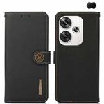 For Xiaomi Redmi Turbo 3 KHAZNEH Custer Texture RFID Genuine Leather Phone Case(Black)