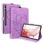 For Samsung Galaxy Tab S9 FE+ Love Butterfly Embossed Leather Tablet Case(Purple)