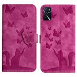 For OPPO A16/A16S/A54S/A53S/A55 Butterfly Cat Embossing Flip Leather Phone Case(Pink)