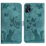 For OPPO A16/A16S/A54S/A53S/A55 Butterfly Cat Embossing Flip Leather Phone Case(Wathet)