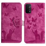 For OPPO A74 5G / A54 5G / A93 5G Butterfly Cat Embossing Flip Leather Phone Case(Pink)