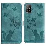 For OPPO A94 5G Butterfly Cat Embossing Flip Leather Phone Case(Wathet)