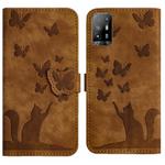 For OPPO A94 5G Butterfly Cat Embossing Flip Leather Phone Case(Brown)